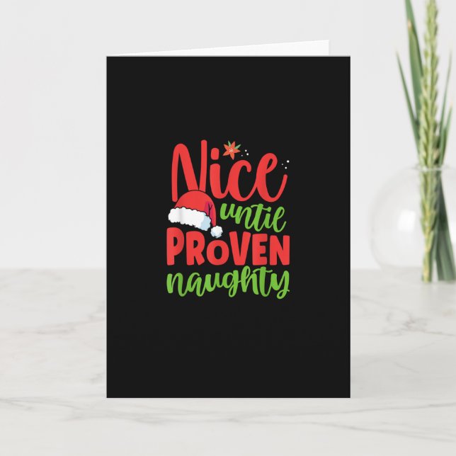 Cartão Nice Until Proven Naughty Christmas (Frente)