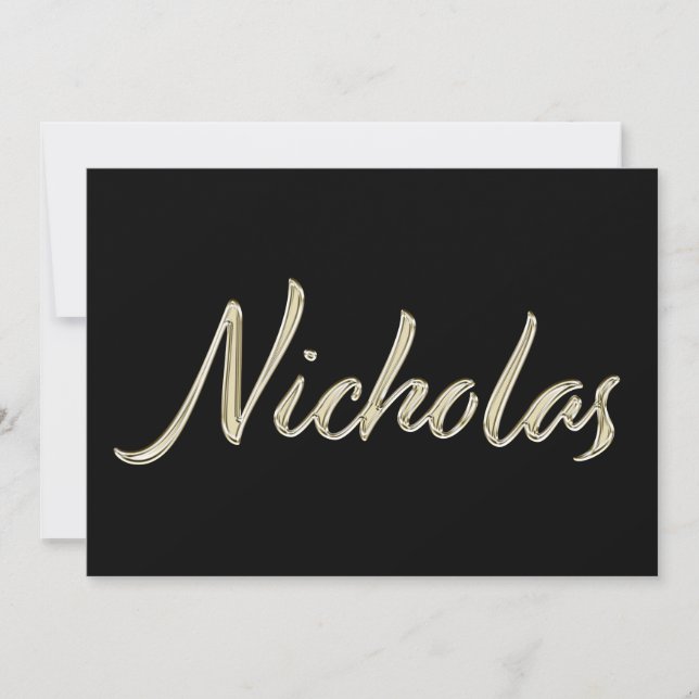 Cartão Nicholas Name white gold Handwriting Karte (Frente)