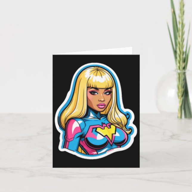 Cartão Nicki Minaj Superherói Sticker (Frente)