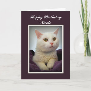 Cartão Nicole Happy Birthday White Cat Card