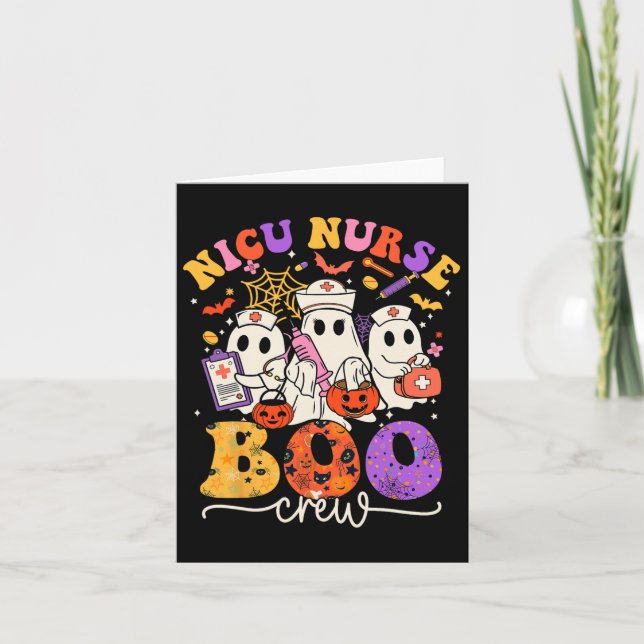 Cartão Nicu Boo Crew Enfermeira Engraçada Fantasma Hallow (Frente)
