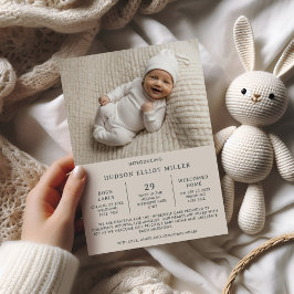 Cartão NICU Moderno de Taupe de Anúncio de Nascime