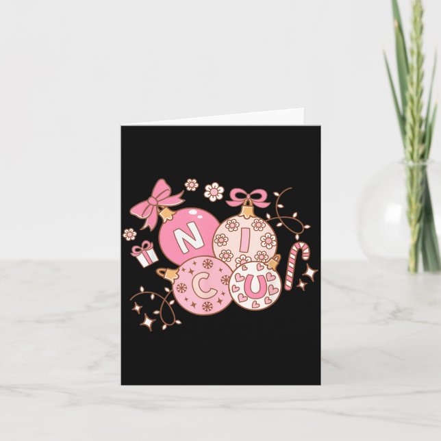 Cartão Nicu Nurse Nk Christmas Retro Neonatal Intensive C (Frente)