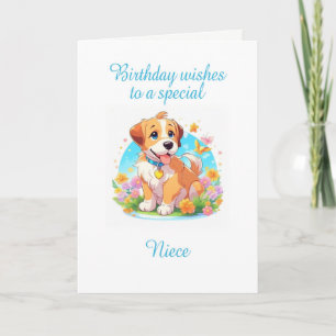 Cartão Niece Birthday Puppy Dog