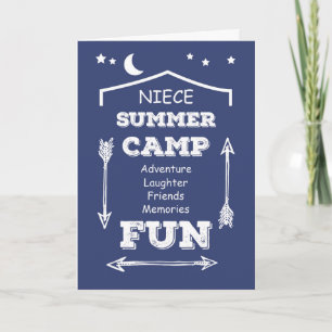 Cartão Niece Camp, Diversão Marinho Azul, Pensando em voc