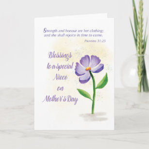 Cartão Niece, Dia de as mães Bênção da Flor Violeta