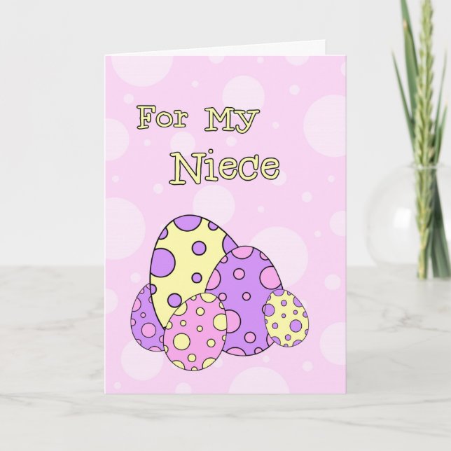 Cartão Niece Felz pascoa de Ovos de Páscoa Rosa (Frente)