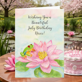Cartão Niece Happy July Birthday with Waterlily