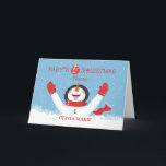 Cartão Niece Name Christmas Snowman<br><div class="desc">Neste cartão,  você pode ter o nome da sua sobrinha impresso no cobrir com a opção de personalização que colocamos neste cartão. Ela ficará realmente emocionada quando olhar para trás anos depois para este cartão fofo para cumprimentá-la na sua primeira comemoração de Natal.</div>