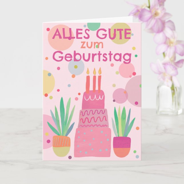 Cartão Niedliches Glückwunsch Geburtstagskuchen Rosa (Orquídea)