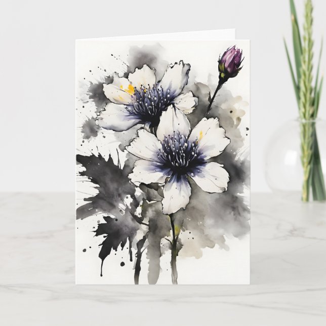 Cartão Nigella - Watercolor flowers (Frente)