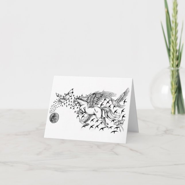 Cartão Night Flight Unicorn & Bird Notecard (Frente)