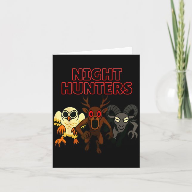 Cartão Night Hunters. 3 Animals In The Forest. Cool Gamer (Frente)