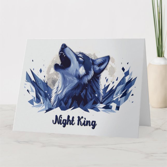 Cartão Night King - Howling Wolf com Lua (Frente)