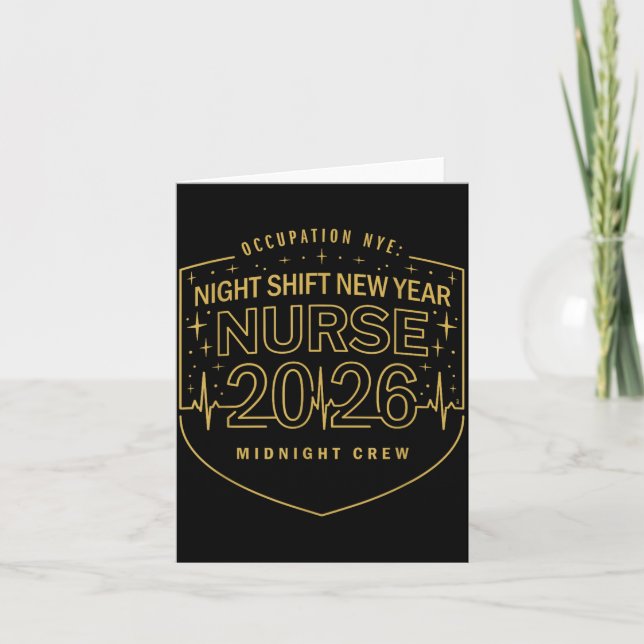 Cartão Night Shift New Year Nurse 2026 Midnight Crew Badg (Frente)