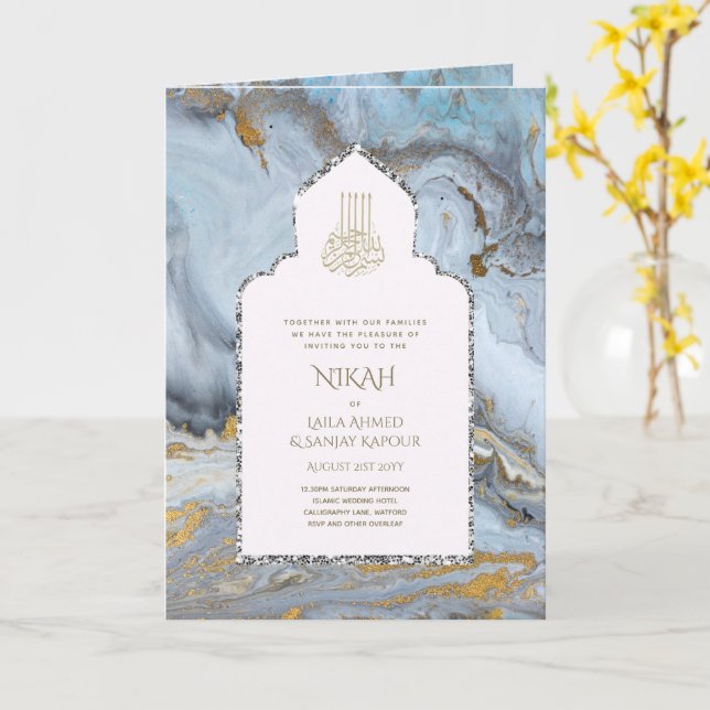 Cartão Nikah Walimah Invitation Program RSVP (Flor Amarela)