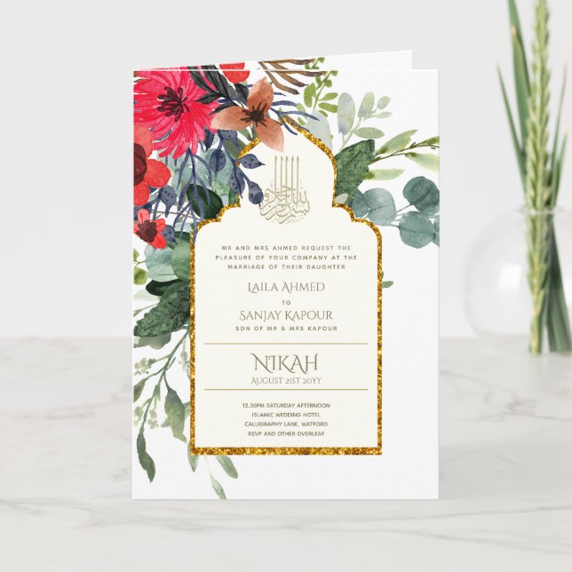 Cartão Nikah Walimah Invitation Program RSVP (Frente)