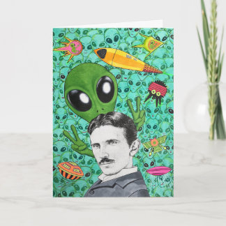 Cartão Nikola Tesla and the Aliens