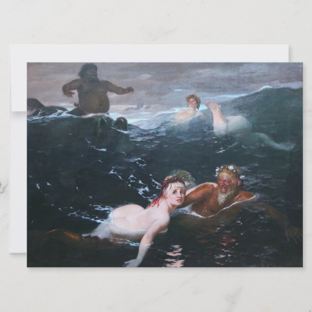 Cartão Ninfas e Sátiros Brincando nas Ondas (Frente)