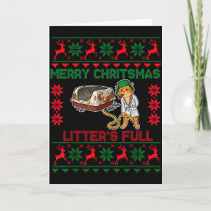 Cartão Ninhadas Cheias Feliz Natal Gato Engraçado Amante 