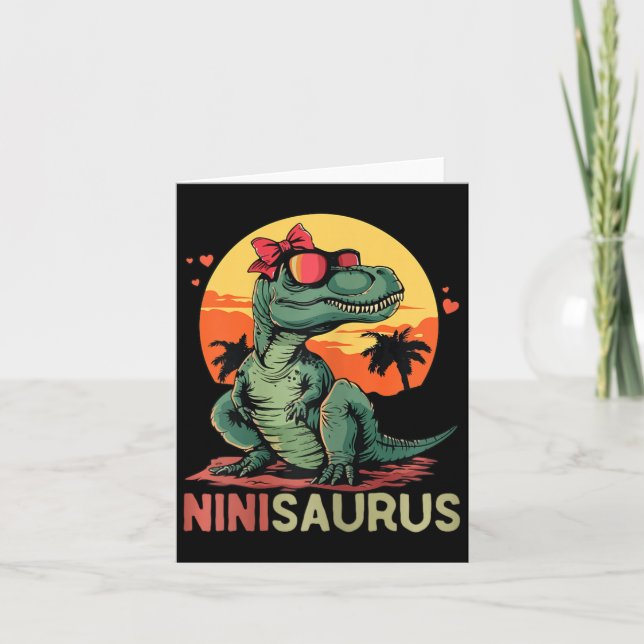 Cartão Ninisaurus Dino Dinossauro Nini-saurus T-rex Mãe (Frente)