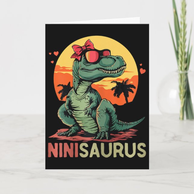 Cartão Ninisaurus Dino Dinossauro Nini-saurus T-rex Mãe (Frente)