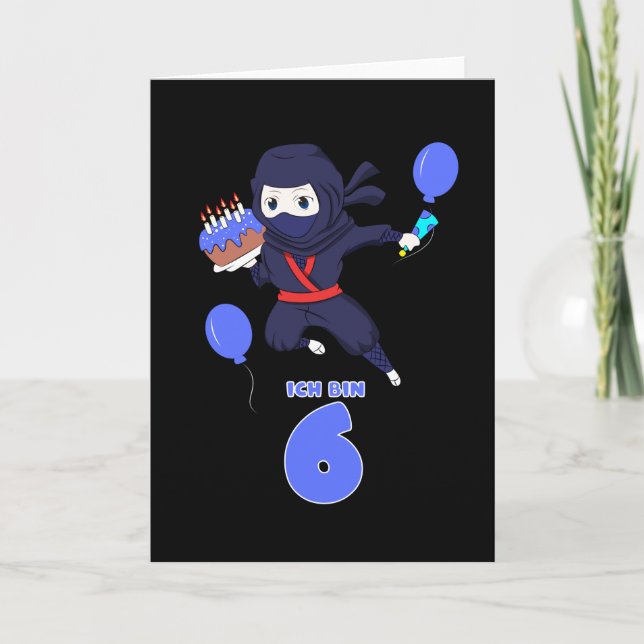 Cartão NINJA BIRTHDAY 6 6th Birthday Boy Comic Lover (Frente)