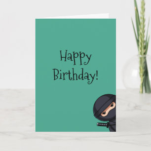 Cartão Ninja Espiando no Aniversário Verde