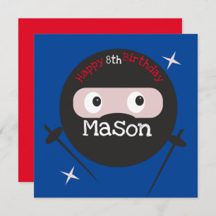 Cartão Ninja Martial Arts Karate Boys Birthday Red Blue