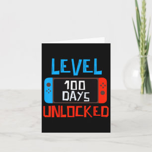 Cartão Nível 100 Dias Escola Desbloqueou Gamer Boys Engra