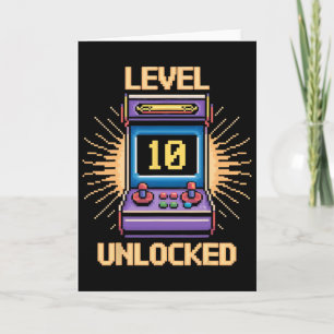 Cartão Nível 10 Desbloquear Aniversário Gamer 10 Anos Víd