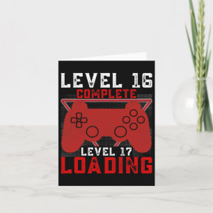 Cartão Nível 16 Nível 17 Carregando o Gamer Aniversário
