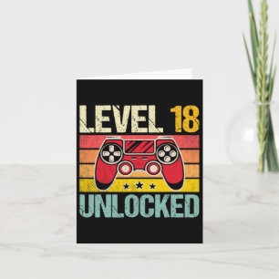 Cartão Nível 18 Vintage Video Gamer 18th Birthda desbloqu
