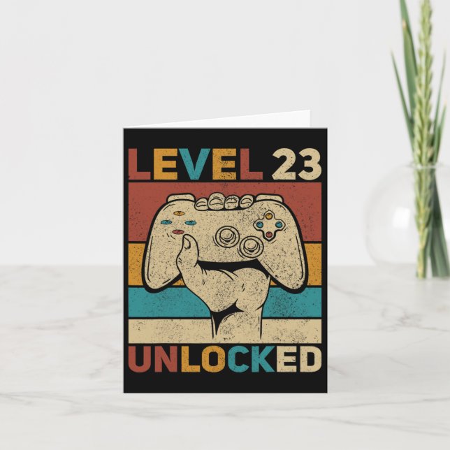 Cartão Nível 23 Desbloqueados Homens de 23 Anos Deslocado (Frente)