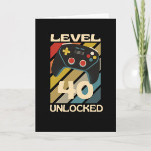 Cartão Nível 40 Desbloqueado Humoroso de Jogos