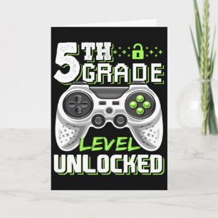 Cartão Nível do 5º ano desbloqueado videogame volta às au