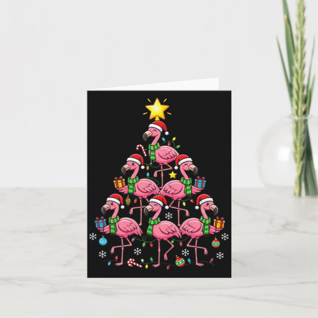 Cartão Nk Flamingo Christmas Tree Santa Flamingo Holiday  (Frente)