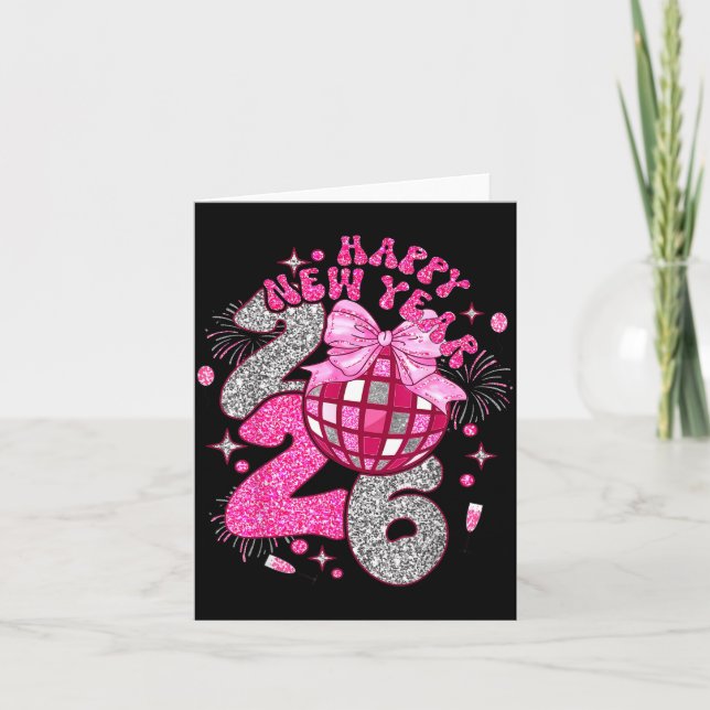 Cartão Nk Happy New Year 2026 Bow Disco  (Frente)