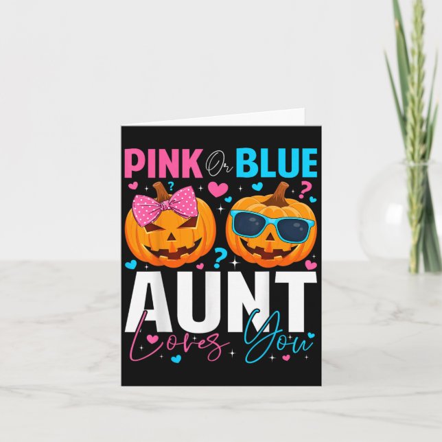 Cartão Nk Or Blue Aunt Loves You Pumpkin Halloween Gender (Frente)