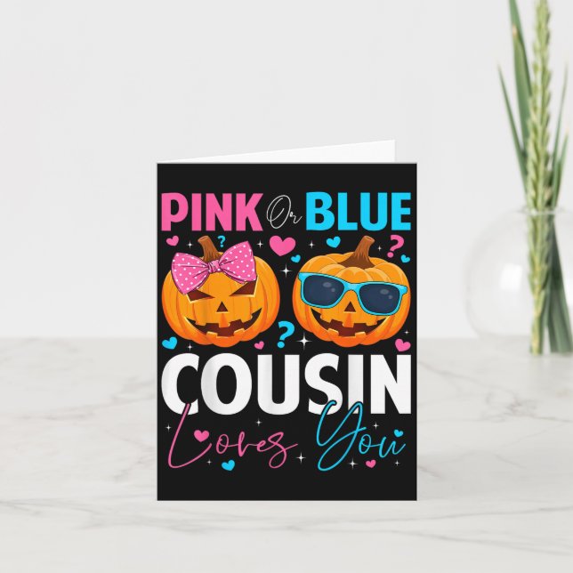 Cartão Nk Or Blue Cousin Loves You Pumpkin Halloween Gend (Frente)
