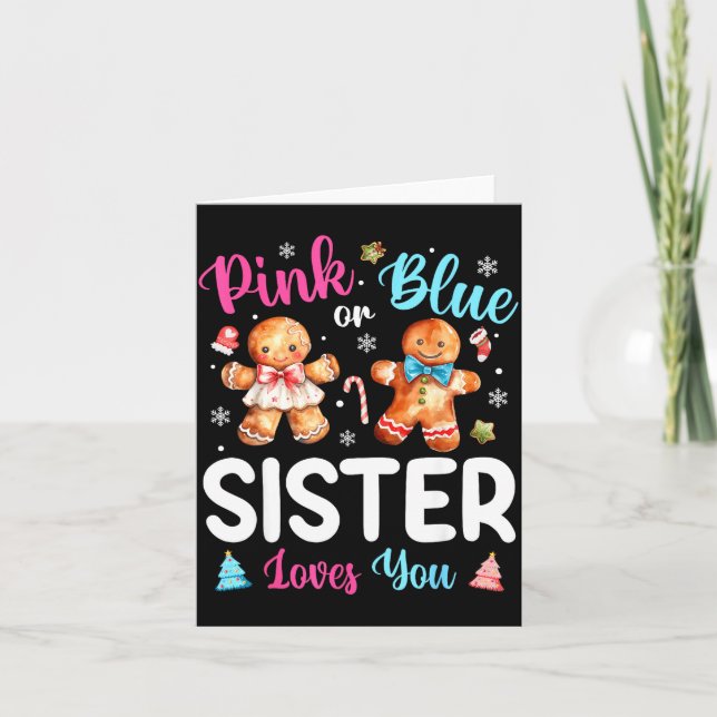 Cartão Nk Or Blue Sister Loves You Gender Reveal Christma (Frente)