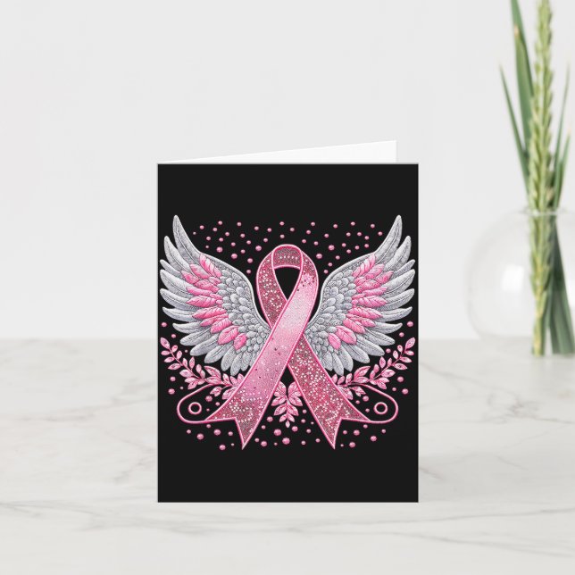 Cartão Nk Ribbon Angel Wings Breast Cancer Awareness Wome (Frente)