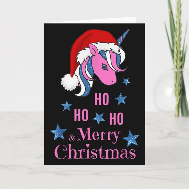 Cartão Nk Unicorn Santa Merry Christmas  (Frente)