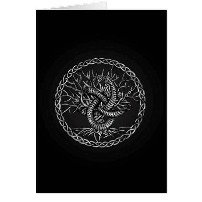 Cartão Nó Celta de Ouroboros com Árvore da Vida (Frente)