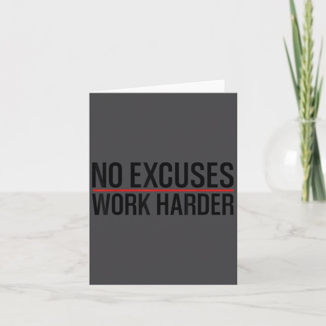 Cartão No Excuses Work _ Harder Bodybuilding Gym Motivati (Frente)