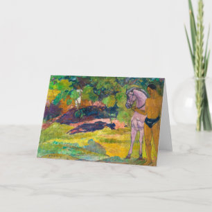 Cartão No Jardim de Baunilha, Homem e Cavalo   Gauguin  