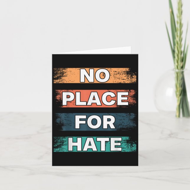 Cartão No Place For Hate. Statement Of Peace No Hate. Sit (Frente)