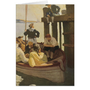Cartão No Queen's Ferry pelo NC Wyeth, Vintage Pirates