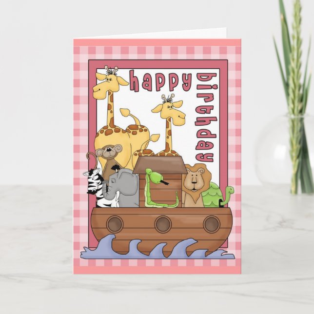 Cartão Noah's Ark Happy Birthday (Frente)