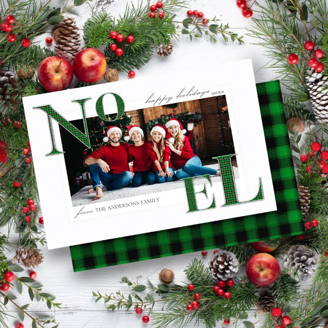 Cartão Noel Green - Padrão de Xadrez Natal (Criador carregado)